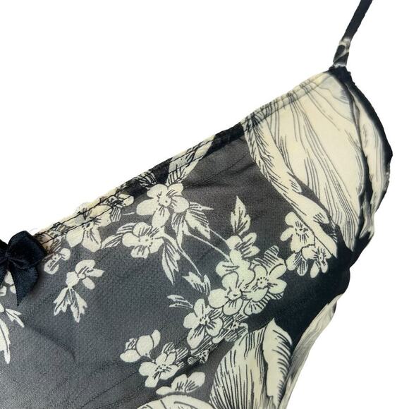 Y2K Tank Top Black Floral Sheer Size M - Picture 3 of 6